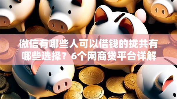 微信有哪些人可以借钱的拢共有哪些选择？6个网商贷平台详解