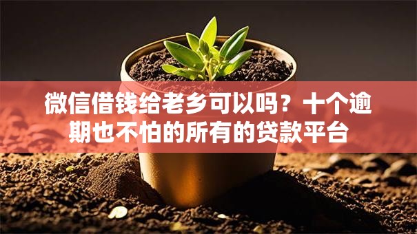 微信借钱给老乡可以吗？十个逾期也不怕的所有的贷款平台