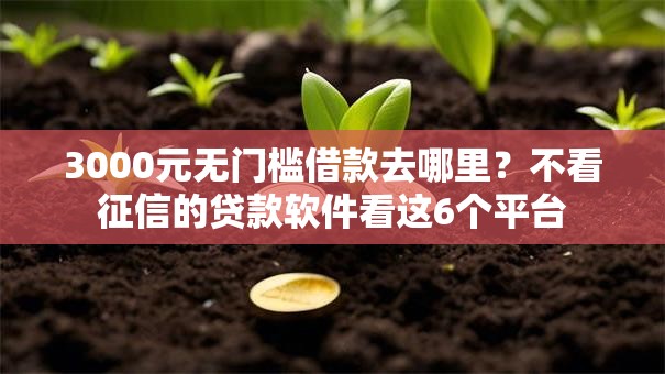 3000元无门槛借款去哪里？不看征信的贷款软件看这6个平台