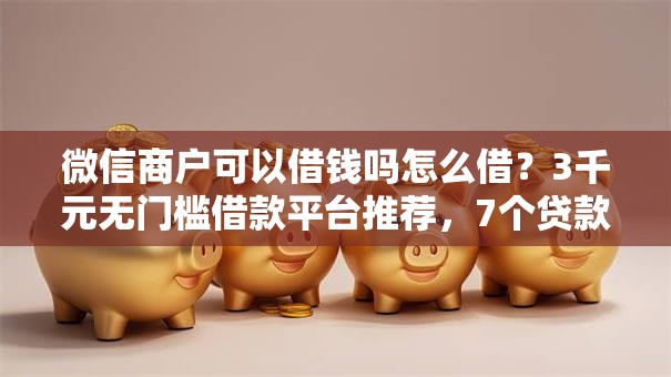 微信商户可以借钱吗怎么借？3千元无门槛借款平台推荐，7个贷款好做不看征信的口子盘点