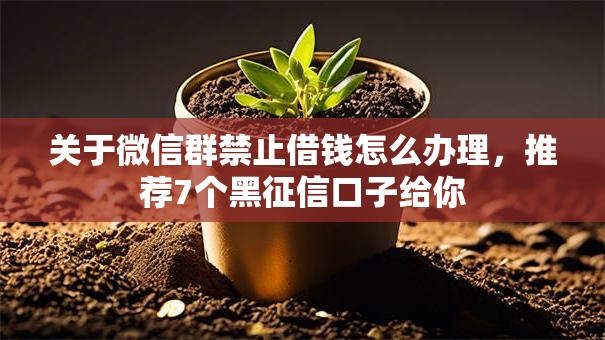 关于微信群禁止借钱怎么办理，推荐7个黑征信口子给你