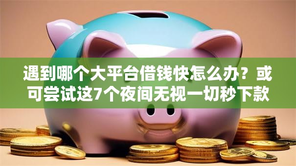 遇到哪个大平台借钱快怎么办？或可尝试这7个夜间无视一切秒下款的高炮口子