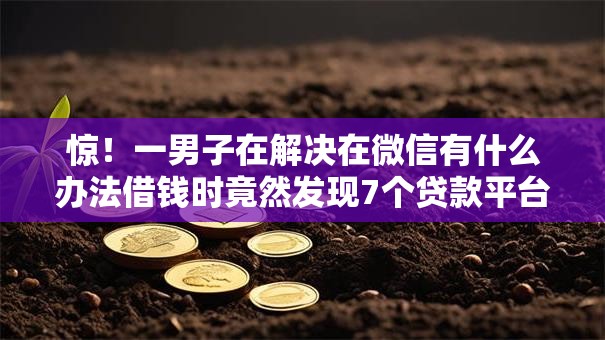 惊!一男子在解决在微信有什么办法借钱时竟然发现7个贷款平台投诉电话,事后分享了出来 惊!一男子在解决在微信有什么办法借钱时竟然发现7个贷款平台投诉电话,事后分享了出来