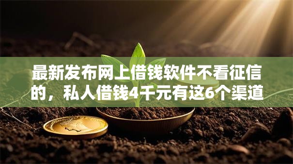 最新发布网上借钱软件不看征信的,私人借钱4千元有这6个渠道 最新发布网上借钱软件不看征信的,私人借钱4千元有这6个渠道