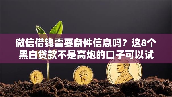 微信借钱需要条件信息吗？这8个黑白贷款不是高炮的口子可以试试