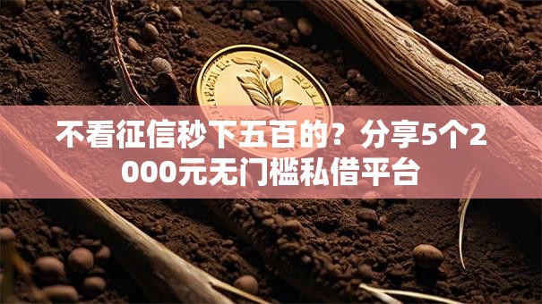 不看征信秒下五百的？分享5个2000元无门槛私借平台