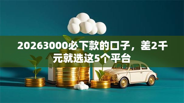 20263000必下款的口子，差2千元就选这5个平台