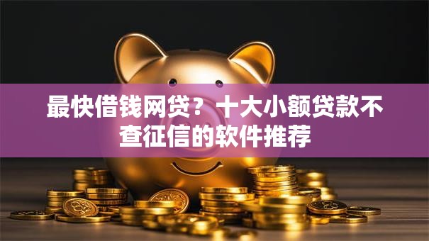 最快借钱网贷？十大小额贷款不查征信的软件推荐