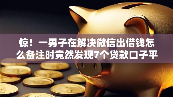 惊！一男子在解决微信出借钱怎么备注时竟然发现7个贷款口子平台，事后分享了出来