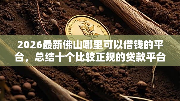 2026最新佛山哪里可以借钱的平台，总结十个比较正规的贷款平台！