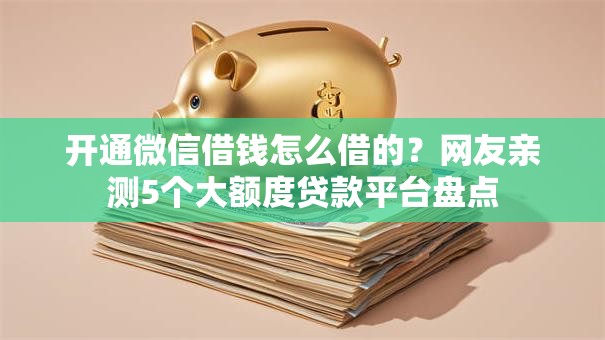 开通微信借钱怎么借的?网友亲测5个大额度贷款平台盘点 开通微信借钱怎么借的?网友亲测5个大额度贷款平台盘点