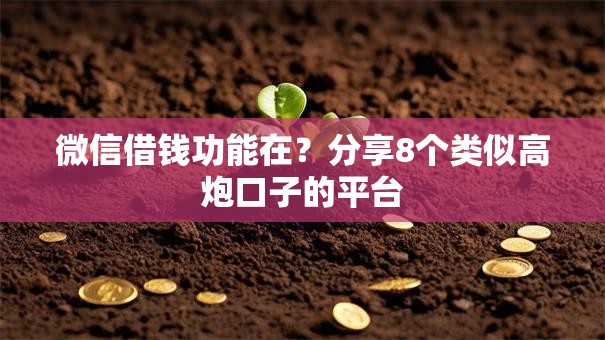 微信借钱功能在？分享8个类似高炮口子的平台