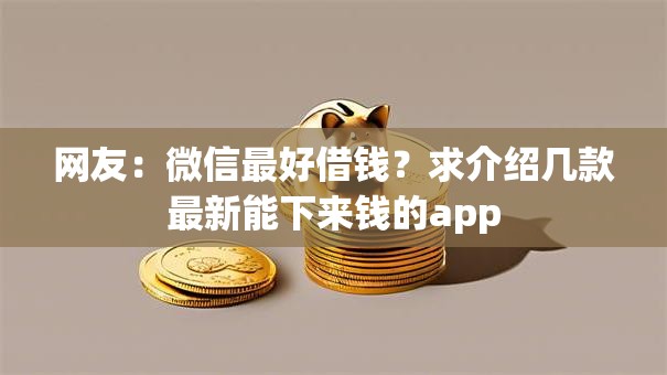 网友：微信最好借钱？求介绍几款最新能下来钱的app