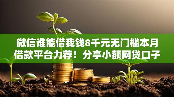微信谁能借我钱8千元无门槛本月借款平台力荐！分享小额网贷口子8千元无门槛借款