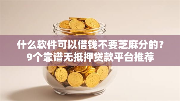 什么软件可以借钱不要芝麻分的？9个靠谱无抵押贷款平台推荐