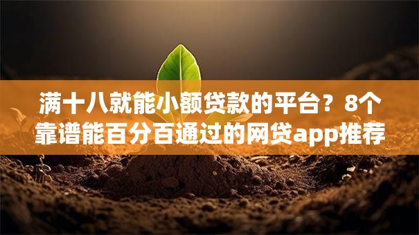 满十八就能小额贷款的平台？8个靠谱能百分百通过的网贷app推荐