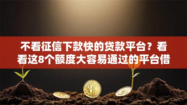 不看征信下款快的贷款平台？看看这8个额度大容易通过的平台借款怎么样