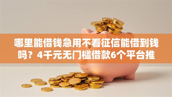 哪里能借钱急用不看征信能借到钱吗？4千元无门槛借款6个平台推荐