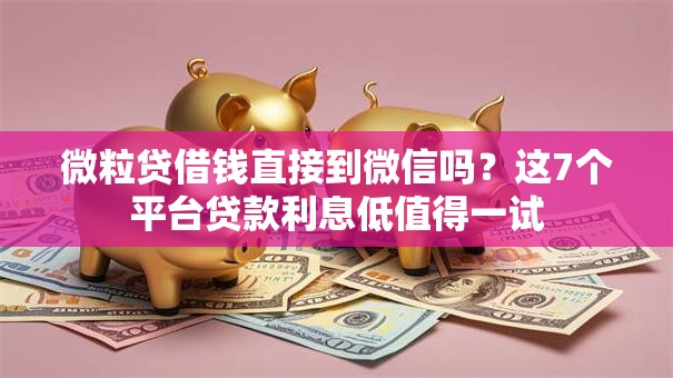 微粒贷借钱直接到微信吗？这7个平台贷款利息低值得一试