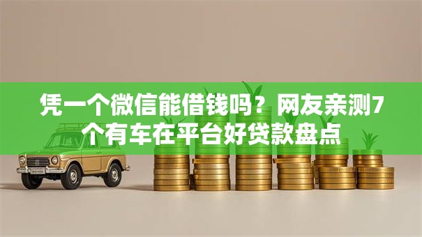 凭一个微信能借钱吗?网友亲测7个有车在平台好贷款盘点 凭一个微信能借钱吗?网友亲测7个有车在平台好贷款盘点