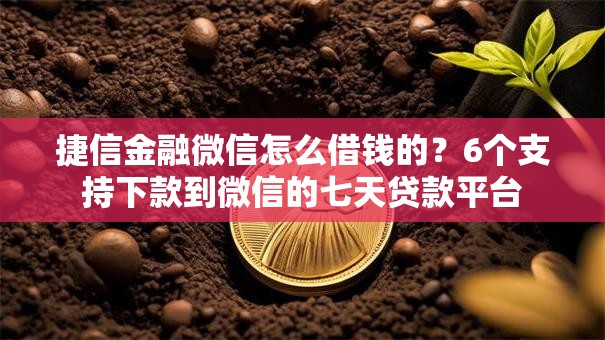 捷信金融微信怎么借钱的？6个支持下款到微信的七天贷款平台