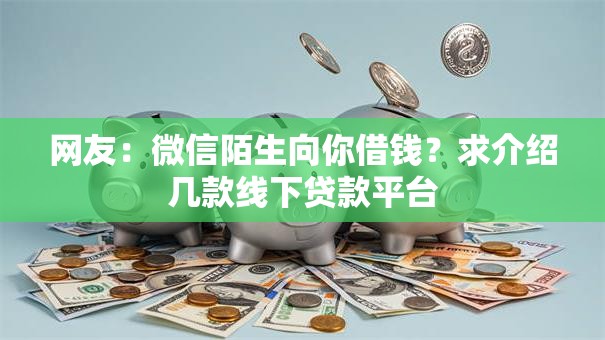 网友：微信陌生向你借钱？求介绍几款线下贷款平台