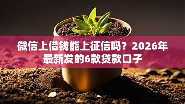 微信上借钱能上征信吗？2026年最新发的6款贷款口子