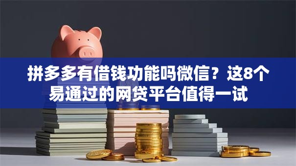 拼多多有借钱功能吗微信？这8个易通过的网贷平台值得一试