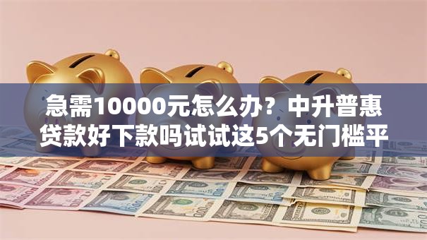 急需10000元怎么办？中升普惠贷款好下款吗试试这5个无门槛平台