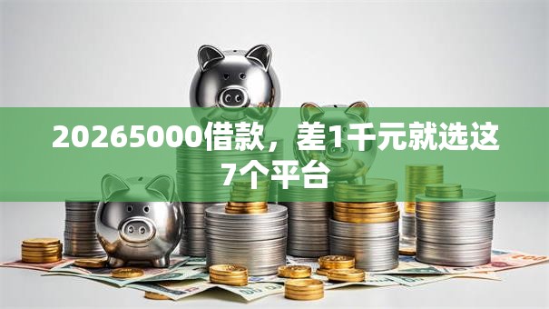 20265000借款，差1千元就选这7个平台