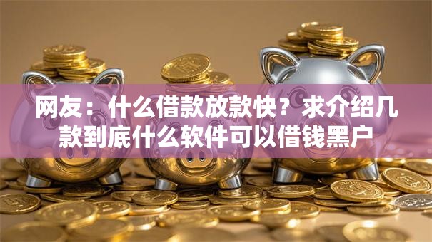 网友：什么借款放款快？求介绍几款到底什么软件可以借钱黑户
