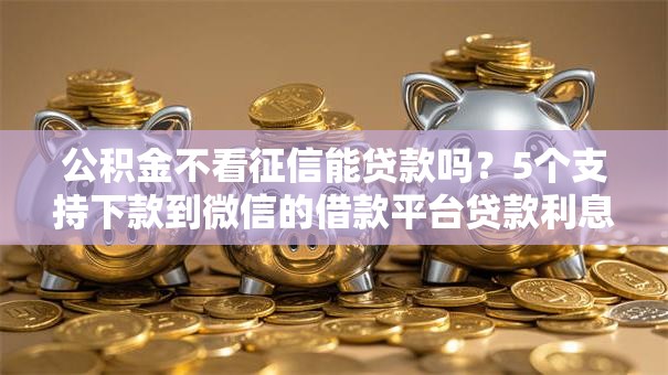 公积金不看征信能贷款吗？5个支持下款到微信的借款平台贷款利息低