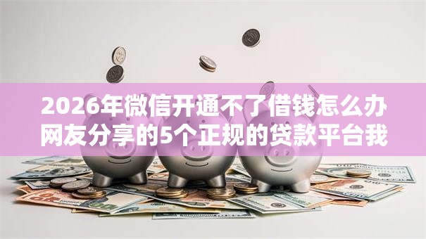 2026年微信开通不了借钱怎么办网友分享的5个正规的贷款平台我觉得不错！