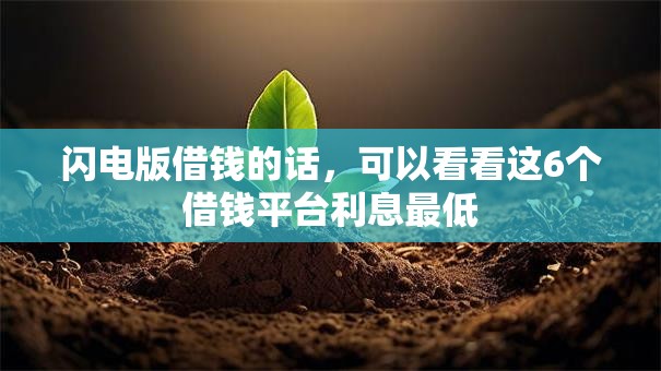 闪电版借钱的话，可以看看这6个借钱平台利息最低