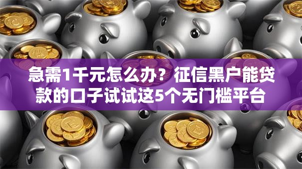 急需1千元怎么办？征信黑户能贷款的口子试试这5个无门槛平台