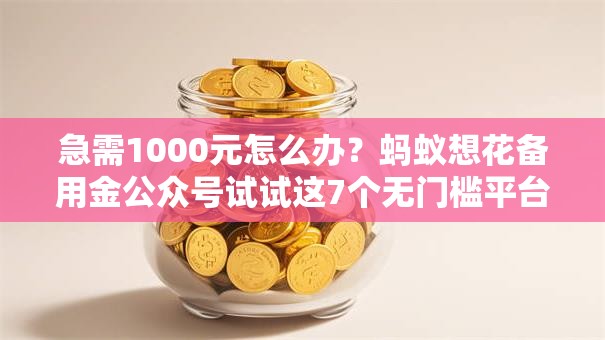 急需1000元怎么办？蚂蚁想花备用金公众号试试这7个无门槛平台