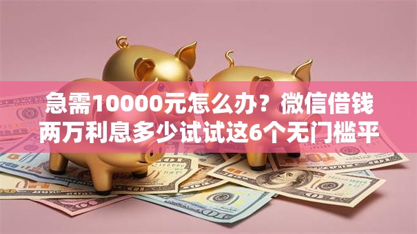 急需10000元怎么办？微信借钱两万利息多少试试这6个无门槛平台