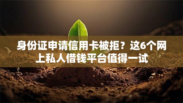 身份证申请信用卡被拒？这6个网上私人借钱平台值得一试