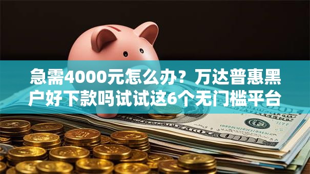 急需4000元怎么办？万达普惠黑户好下款吗试试这6个无门槛平台