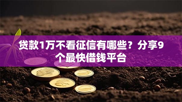 贷款1万不看征信有哪些？分享9个最快借钱平台