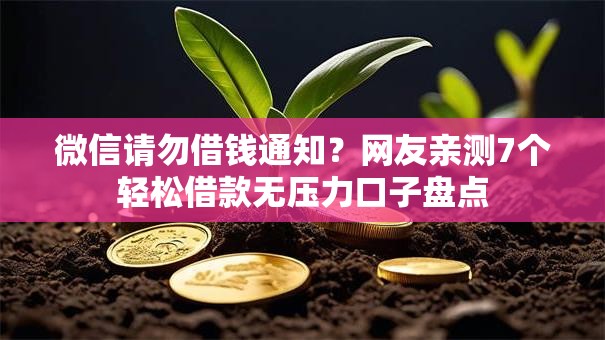 微信请勿借钱通知？网友亲测7个轻松借款无压力口子盘点