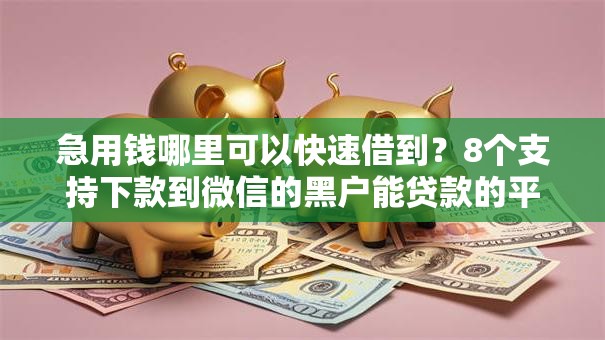 急用钱哪里可以快速借到？8个支持下款到微信的黑户能贷款的平台有什么