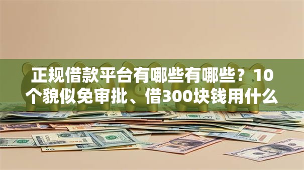 正规借款平台有哪些有哪些？10个貌似免审批、借300块钱用什么软件合集