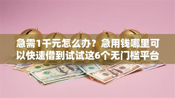 急需1千元怎么办？急用钱哪里可以快速借到试试这6个无门槛平台
