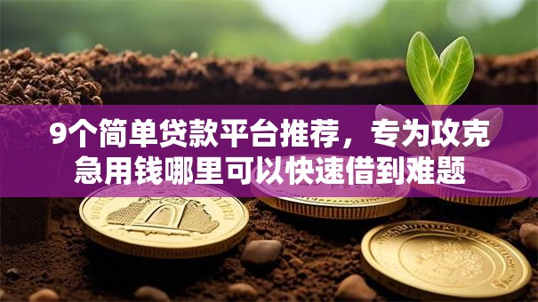 9个简单贷款平台推荐，专为攻克急用钱哪里可以快速借到难题