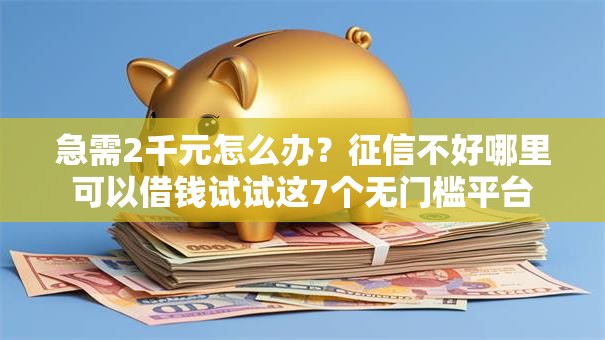 急需2千元怎么办？征信不好哪里可以借钱试试这7个无门槛平台