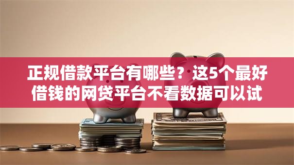 正规借款平台有哪些？这5个最好借钱的网贷平台不看数据可以试试