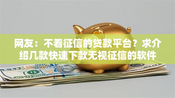 网友：不看征信的贷款平台？求介绍几款快速下款无视征信的软件
