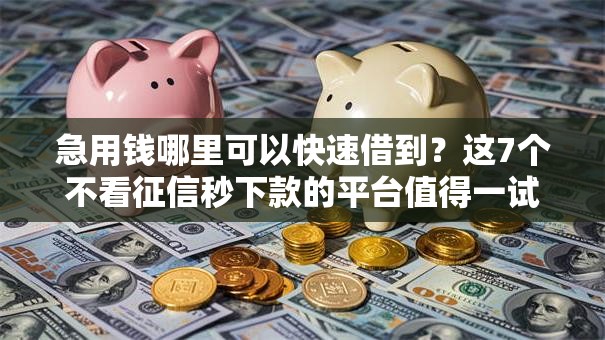 急用钱哪里可以快速借到？这7个不看征信秒下款的平台值得一试