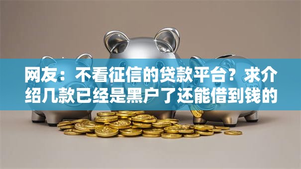 网友：不看征信的贷款平台？求介绍几款已经是黑户了还能借到钱的软件